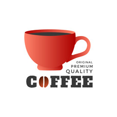 Red coffee Cup. Sign for Cafe, Shop. Vector illustration