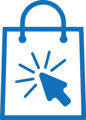 Click and collect order online icon, online shopping service icon blue vector