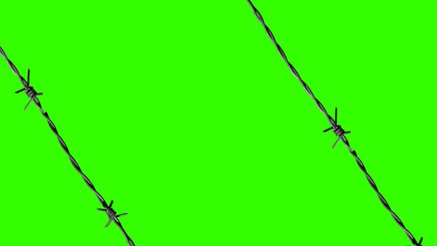 Barbed wire on Green screen. Illegal immigration concept, prison lifestyle, imprisonment, restricted area Green Screen.