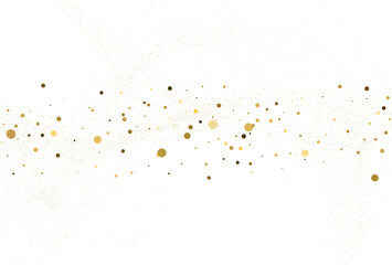 Gold dust, light gold glitter round confetti background.