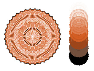 Ornamental Mandala EPS Multilayer Cut File, Five layers. Multilayer elements for paper cutting or machine cutting. 
30 cm
