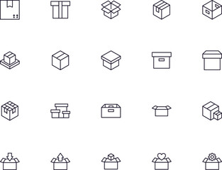 Fototapeta premium Box concept. Collection of modern high quality box line icons. Editable stroke. Premium linear symbol for web sites, flyers, banners, online shops and companies.