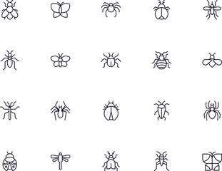 Bug concept. Collection of bug high quality vector outline signs for web pages, books, online stores, flyers, banners etc. Set of premium illustrations isolated on white background