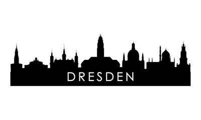 Fototapeta premium Dresden skyline silhouette. Black Dresden city design isolated on white background.
