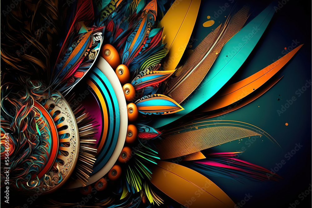 Canvas Prints abstract colorful 3d tribal graphic composition, made with generative ai