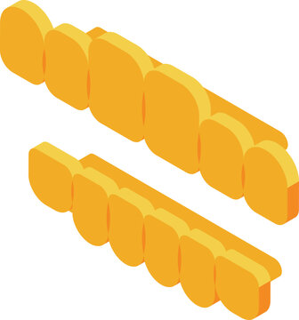 Gold Teeth Icon Isometric Vector. Dental Care. Brush Oral