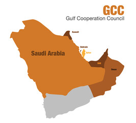 The Gulf Cooperation Council MAP. Vector, illustration  