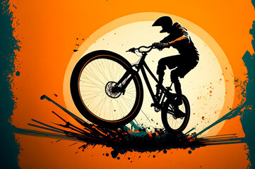 Fototapeta na wymiar mountain bike vector art style, generative ai