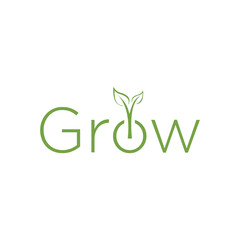 grow thrive logo design develop concept tree leaf plant symbol