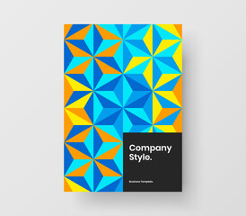Abstract journal cover A4 vector design template. Fresh mosaic pattern company identity illustration.