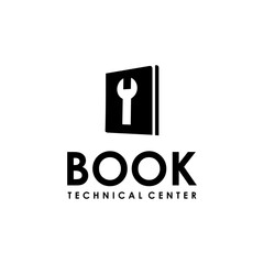 book logo design tool repair guide training concept