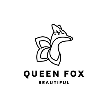 beauty fox wolf logo woman concept