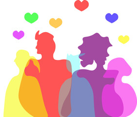 people silhouette men and women  vector illustration. human society. eguality and support