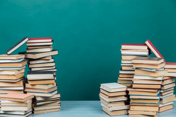 stacks of books for teaching and reading education in the university library