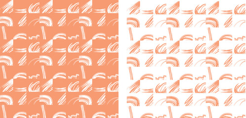 Hand drawn paper seamless pattern repeatable abstract modern design, editable color, colored background or transparent