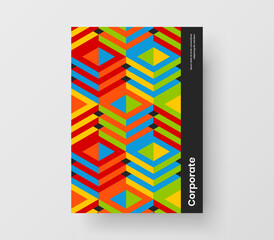 Modern geometric tiles handbill template. Bright banner vector design illustration.