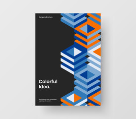 Bright magazine cover A4 design vector layout. Trendy geometric pattern handbill illustration.