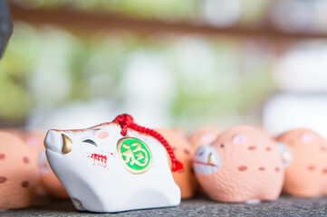 京都 建仁寺・善居庵の可愛らしい猪の群れ