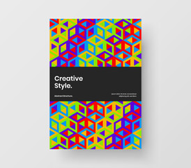 Vivid front page A4 design vector concept. Simple geometric shapes company cover layout.