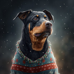 Beauceron in Christmas Outfit