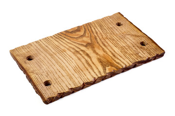 Vintage cutting board, isolated on white background.