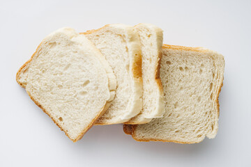 fresh toasted bread on a white background
