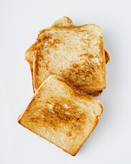 fresh toasted bread on a white background