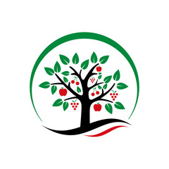 tree, fruits logo vector design