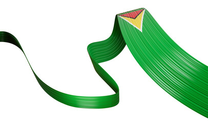 Guyana flag symbol isolated on background national banner. Independence Day 3d Illustration banner with realistic Ribbon flag