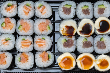 Sushi set. Traditional japanese sushi rolls