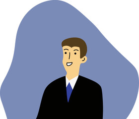 Man in a suit, vector illustration. A man in a suit on a blue background. Office, business.