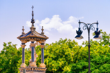 Gazebo decoration on the Puente del Real in Valencia, Spain