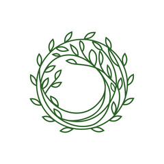 leaf circular frame abstract art vector logo design