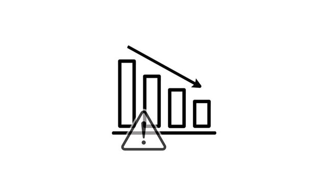 Animated down graph icon designed in flat icon style, risk management icon, business or finance concept icon.