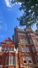 Fototapeta na wymiar Red brick Kensington period building, London, UK
