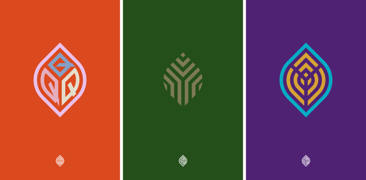 QQQ Elliptical organic leaf monogram. Logo that is suitable for your company such as business consulting, accounting and finance, personal brand, retail, real estate etc.