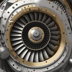 Fototapeta premium beautiful aircraft engine, with propeller and turbine, fantasy, abstraction, ai