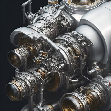 beautiful car engine, with turbine, fantasy, abstraction, ai
