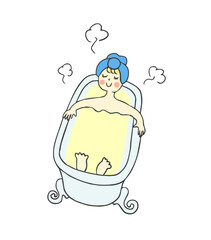 お風呂でリラックスする女性