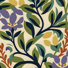 Floral pattern, Flat design style, retro illustration
