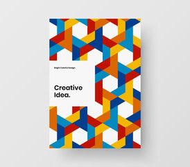 Vivid magazine cover A4 design vector concept. Multicolored mosaic pattern presentation layout.