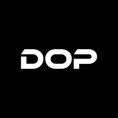 DOP letter logo design with black background in illustrator, vector logo modern alphabet font overlap style. calligraphy designs for logo, Poster, Invitation, etc.