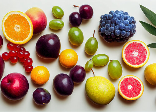 fruits and berries,Generative AI Art Illustration