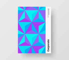 Abstract cover A4 design vector layout. Clean mosaic hexagons company brochure template.