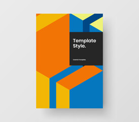 Premium poster design vector concept. Clean geometric hexagons company cover illustration.