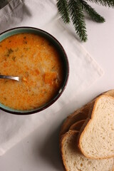chicken soup with bread