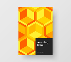 Bright company brochure vector design concept. Simple geometric hexagons corporate identity layout.