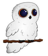 Cute snow owl, vector animal