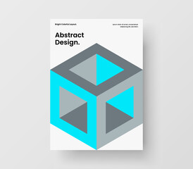 Unique mosaic hexagons flyer template. Colorful brochure A4 vector design concept.