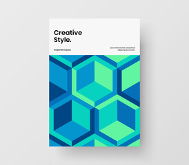 Fototapeta premium Premium geometric tiles placard template. Creative corporate cover A4 design vector layout.